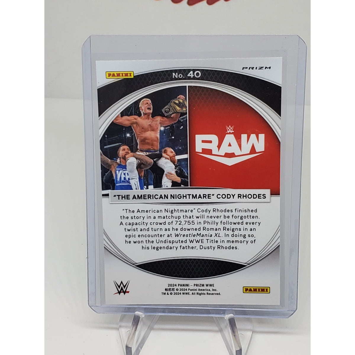 2024 Prizm WWE Undercard Cody Rhodes #40 Undercard Wrestlemania Moments