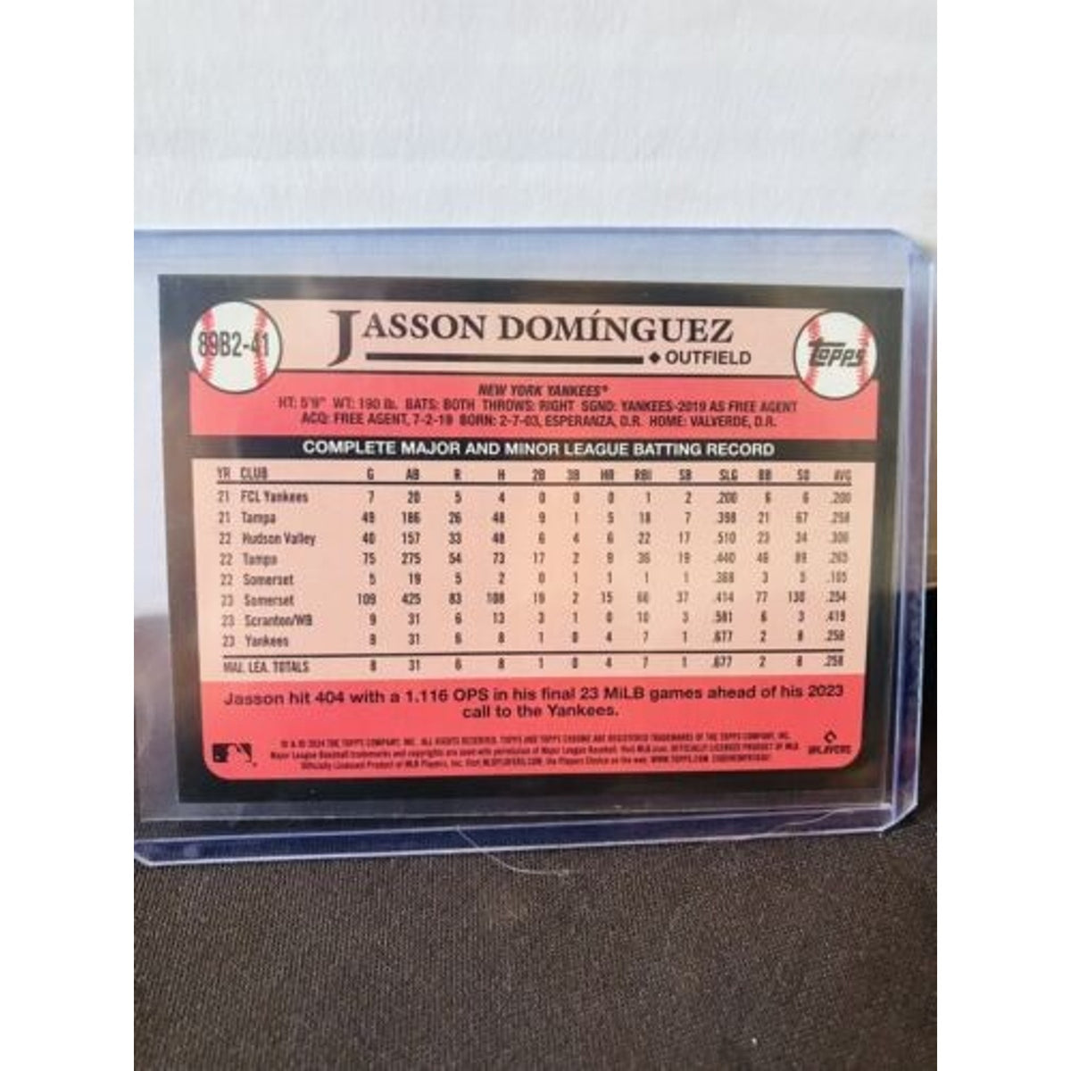 2024 Topps Series 2 - 1989 Topps Foilboard #89B2-41 Jasson Dominguez / Pack New