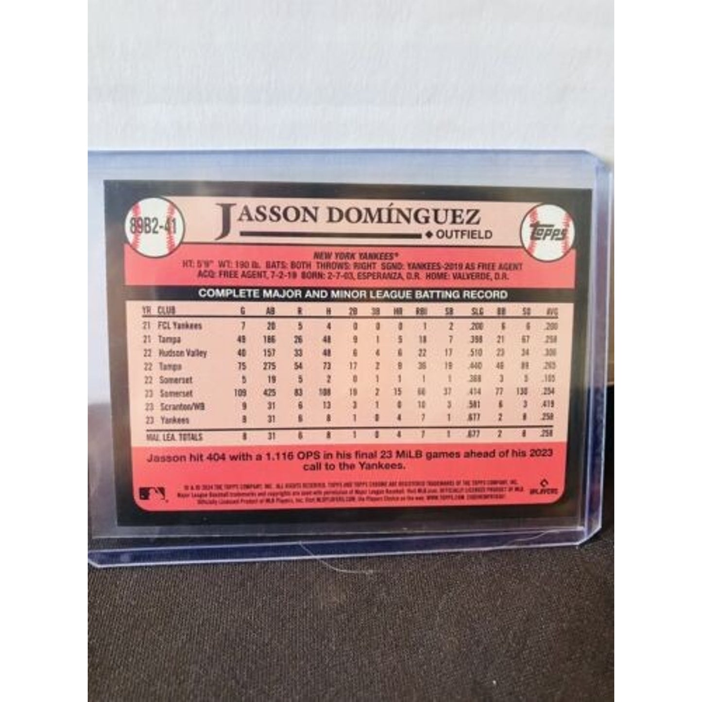 2024 Topps Series 2 - 1989 Topps Foilboard #89B2-41 Jasson Dominguez / Pack New
