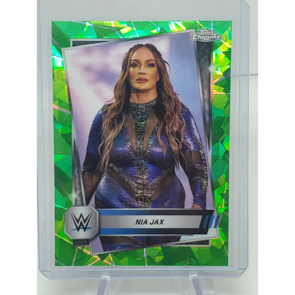 2025 Nia Jax Topps Chrome WWE Neon Green Geometric #/75