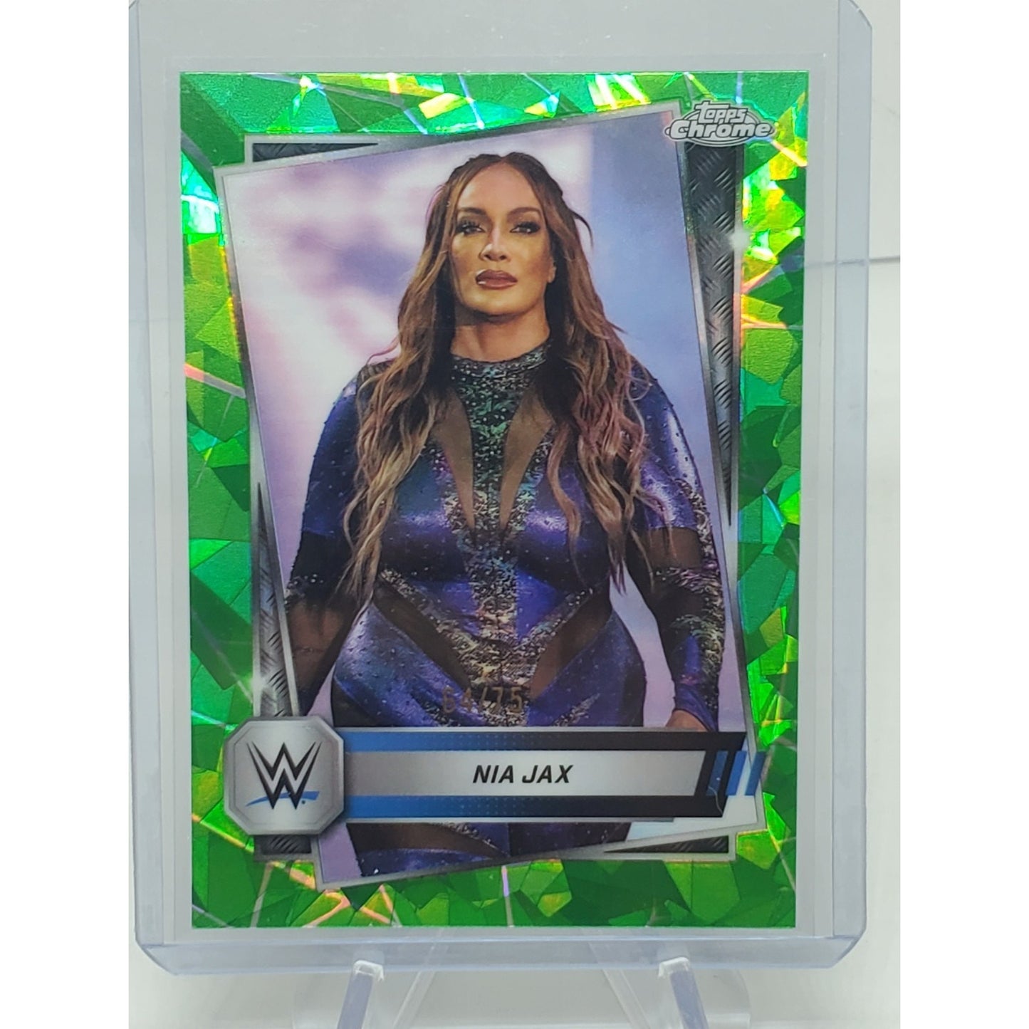2025 Nia Jax Topps Chrome WWE Neon Green Geometric #/75