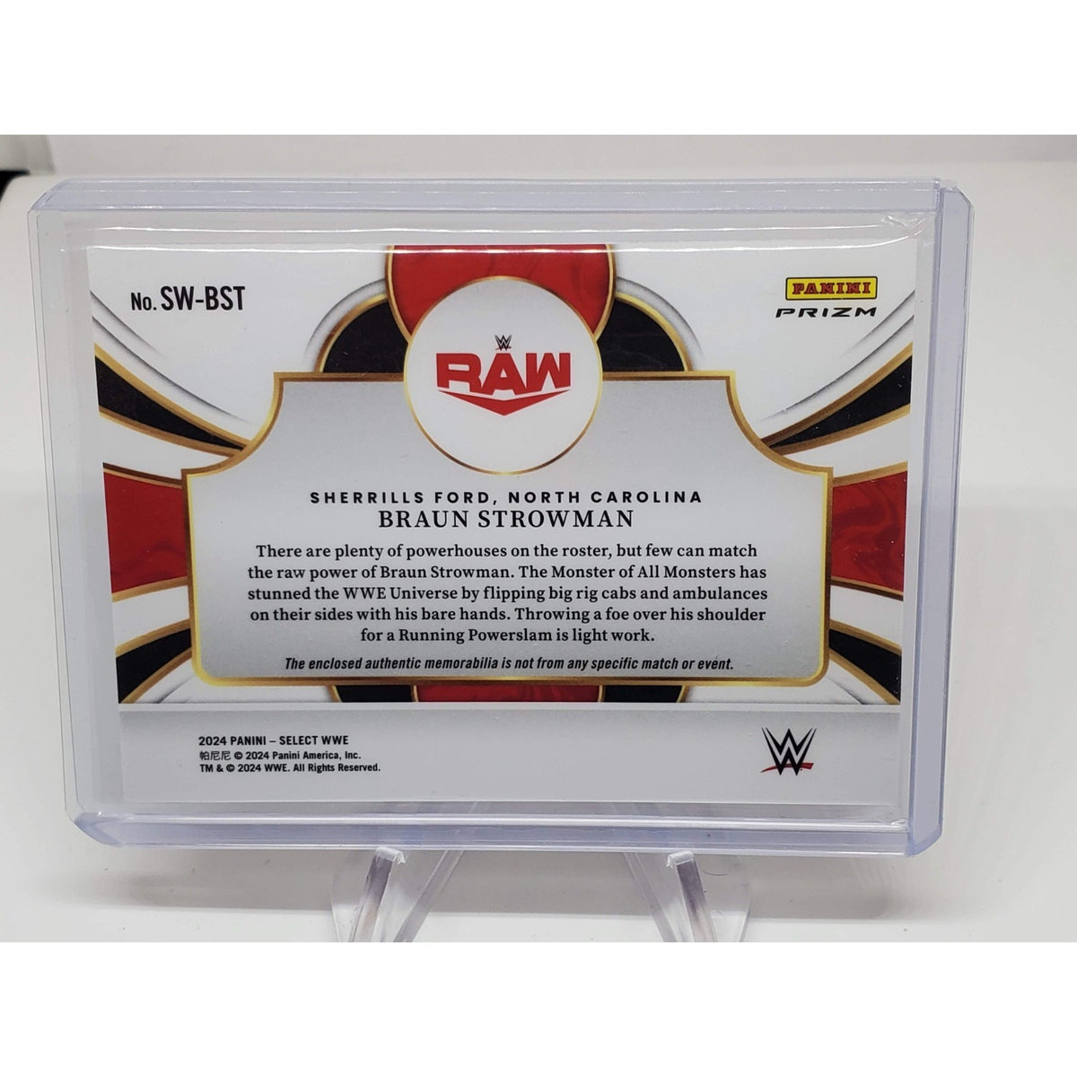 Braun Strowman 2024 Panini Select WWE Selective Swatches Relic Patch Silver