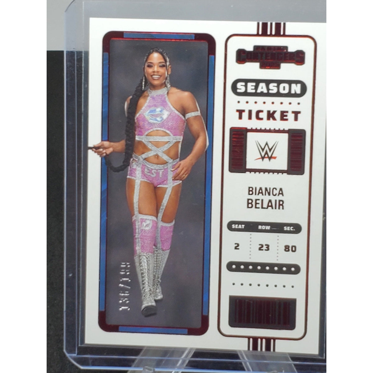 2023 Chronicles WWE Bianca Belair Contenders Season Ticket #109 Red /199