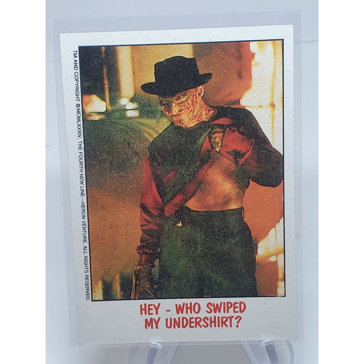 A Nightmare On Elm Street 1984 Card TOPPS Gum Hey - Who Swiped My Undershirt?