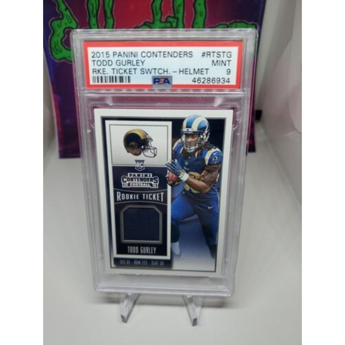 2015 Panini Contenders Todd Gurley Rookie Ticket Swatch - Helmet PSA 9