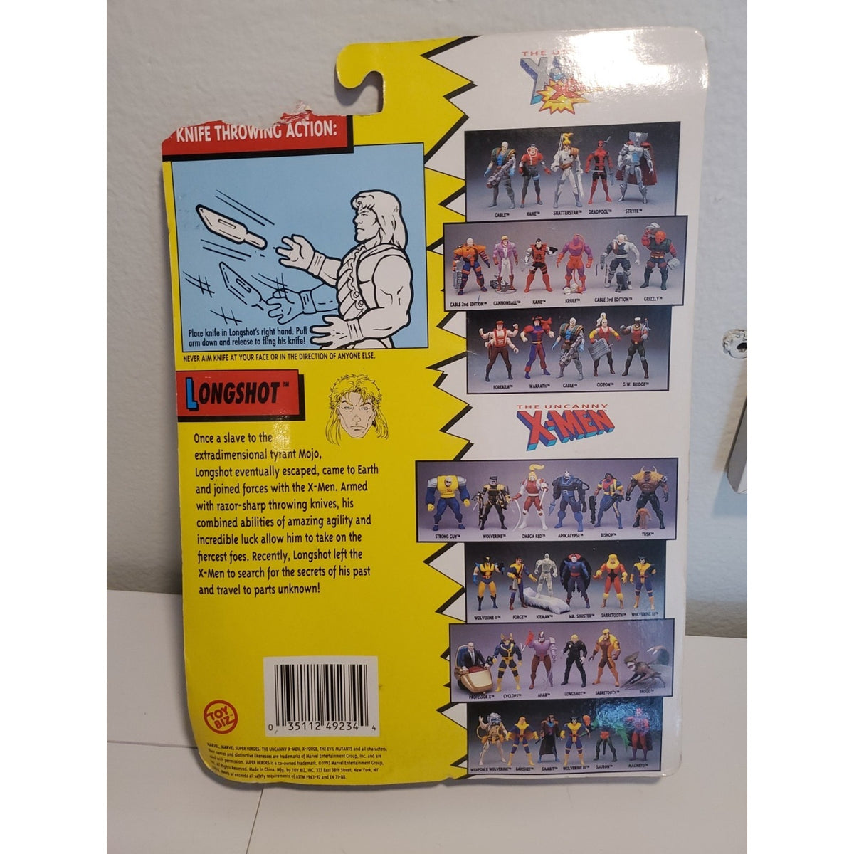 Toybiz Marvel's Uncanny X-Men Vintage Longshot 1993 5" Action Figure Knife Throw