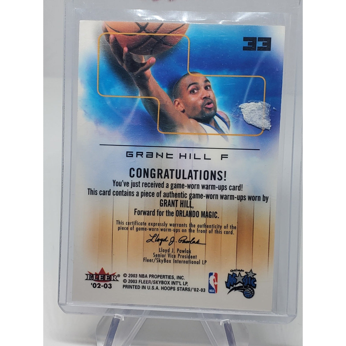 2002-03 Hoops Stars Grant Hill Rare Air Jersey #33 Orlando Magic