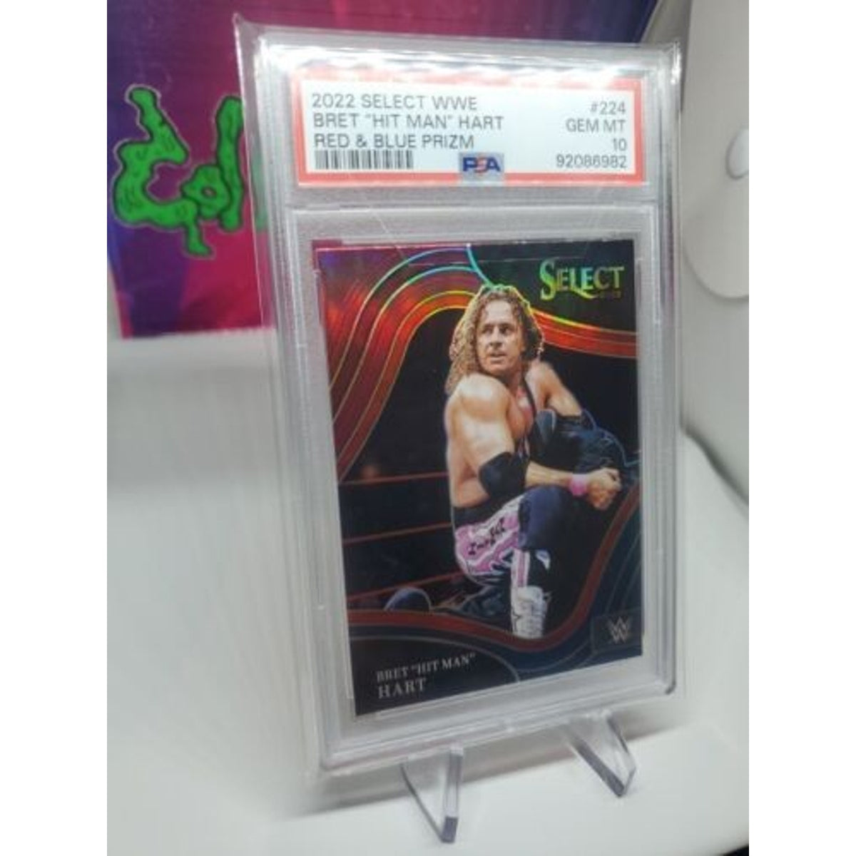 2022 Select WWE Bret Hit Man Hart Ringside RED & BLUE PRIZM GRADED PSA 10 PO