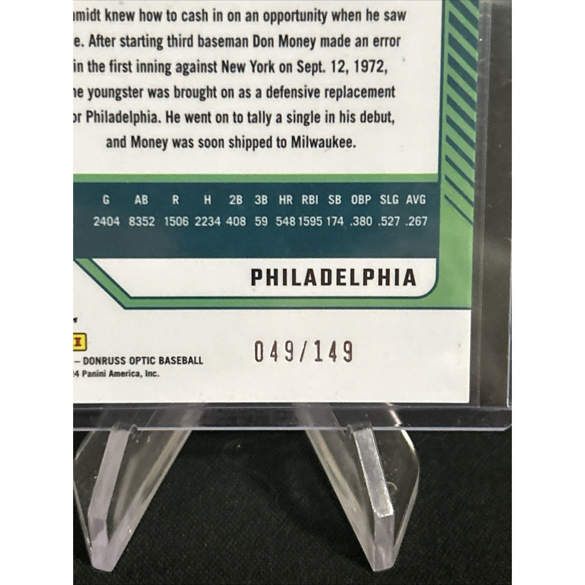 2024 Panini Donruss Optic -Mike Schmidt #31 Green Velocity Prizm /149 - Pack New
