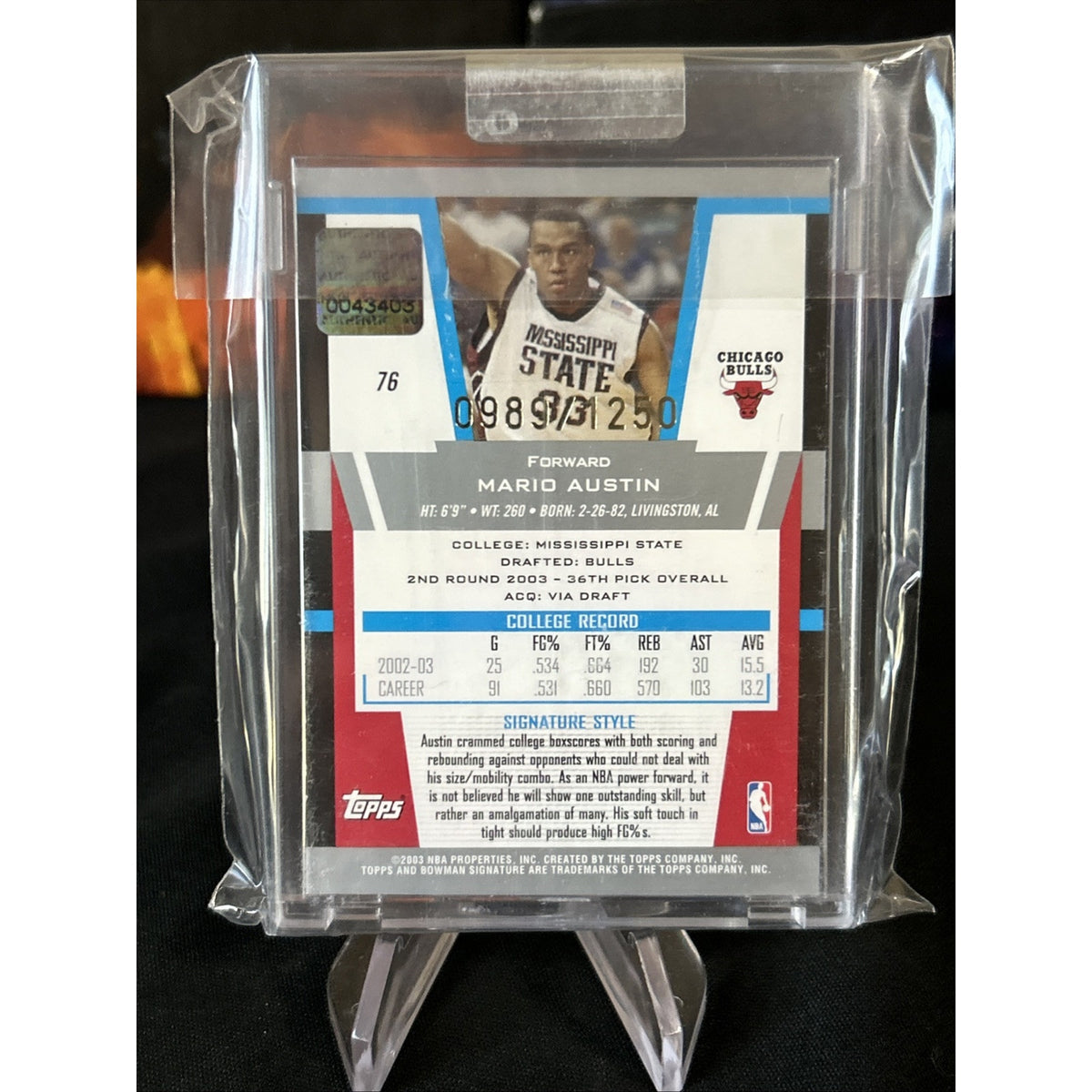 2003-04 BOWMAN SIGNATURE EDITION MARIO AUSTIN RC AUTO ROOKIE SP /1250 #76