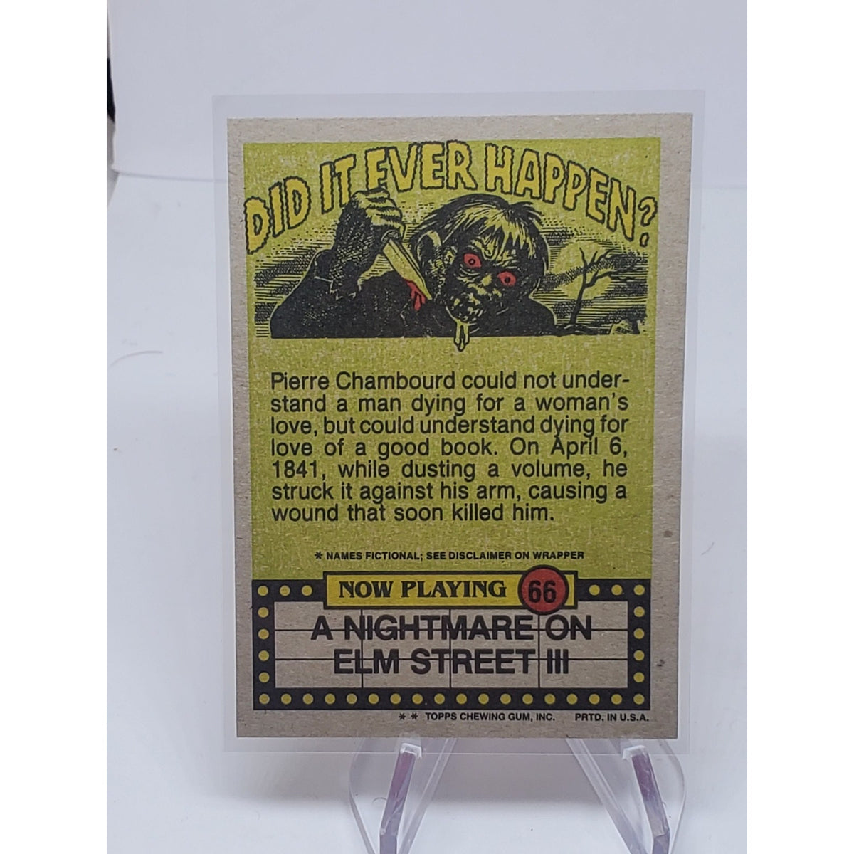 1988 Topps Fright Flicks #66 Freddy Krueger - All Right Bring back...MINT Horror