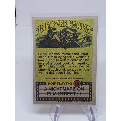1988 Topps Fright Flicks #66 Freddy Krueger - All Right Bring back...MINT Horror