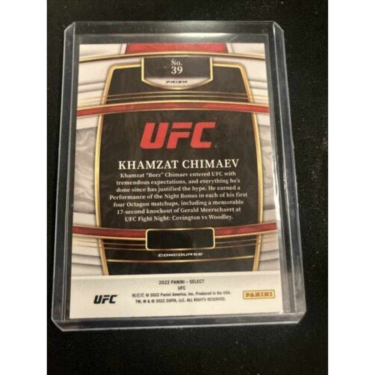 2022 Panini Select Orange UFC Khamzat Chimaev No. 39 Pack Fresh New Mint