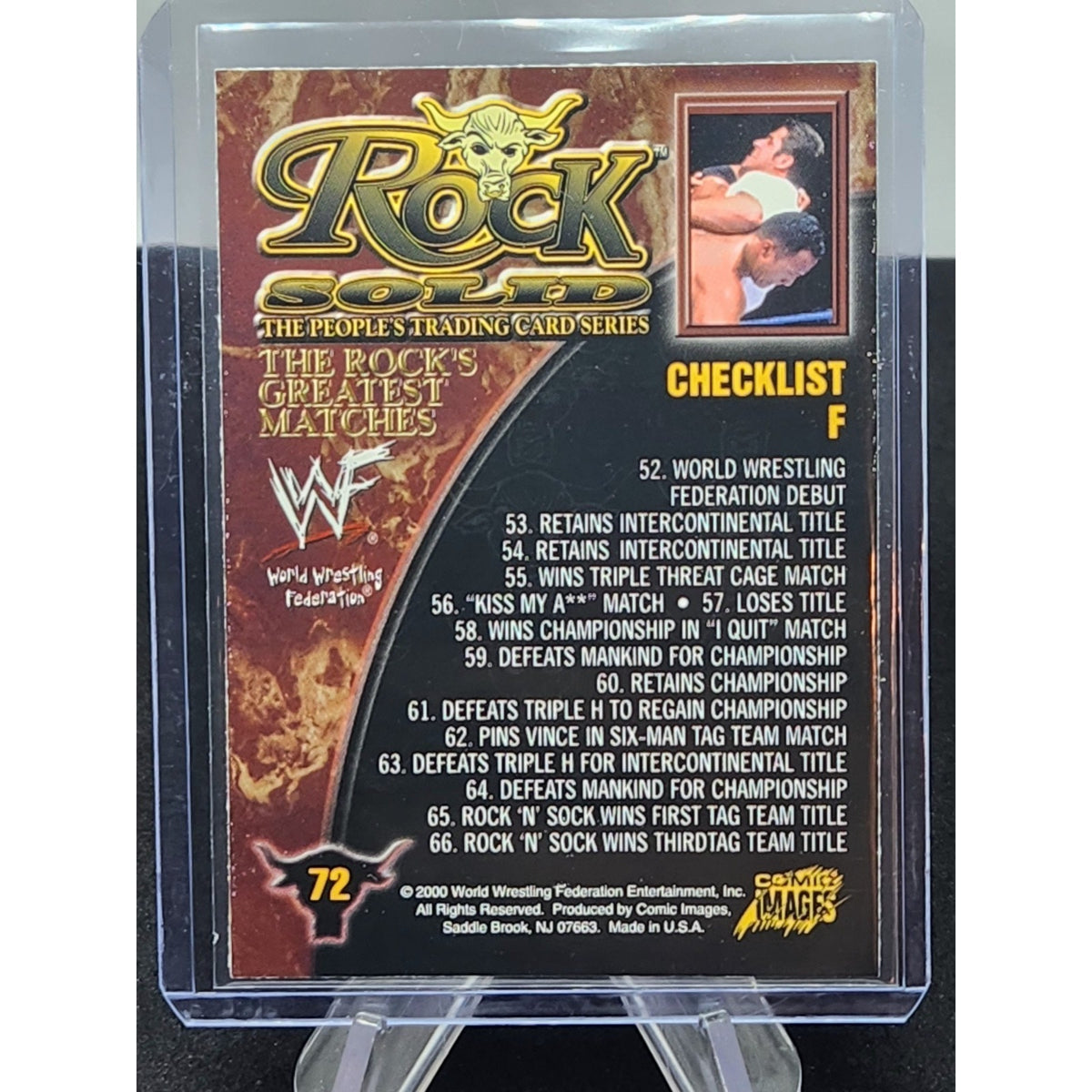 2000 Comic Images WWF Rock Solid #72 Checklist F/Rock with Stevie Richards