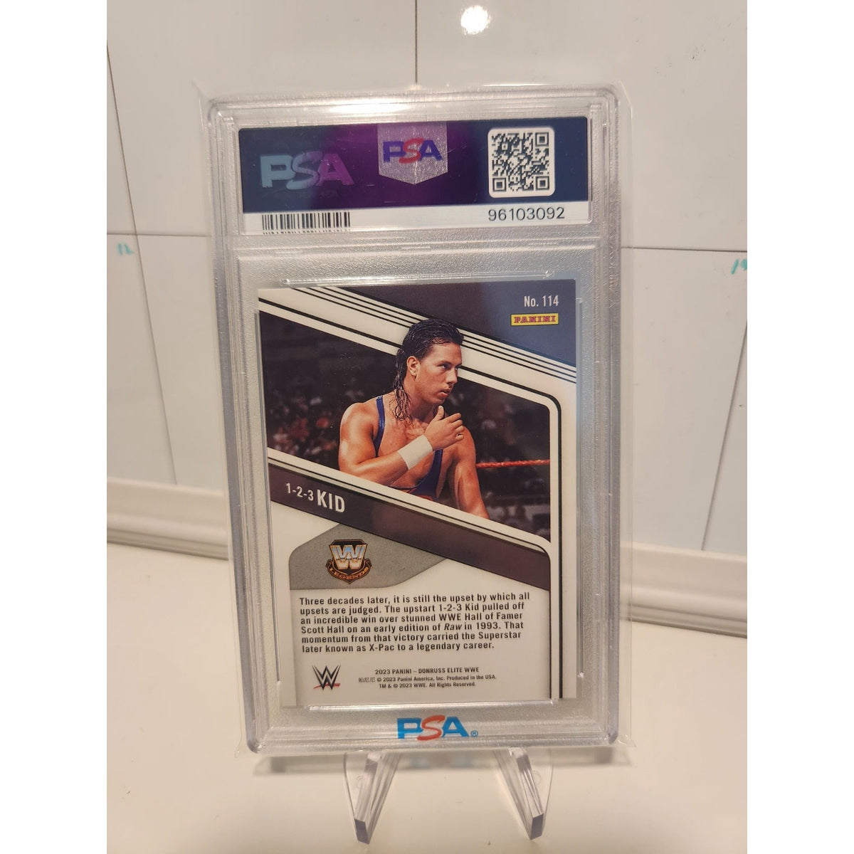 1 2 3 Kid 2023 Panini Donruss Elite WWE Teal Parallel /25 X-Pac Pop 1 PSA 9