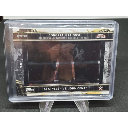 AJ STYLES VS JOHN CENA FILM CEL STRIP RELIC #FS-AJ 2021 TOPPS WWE ROYAL RUMBLE