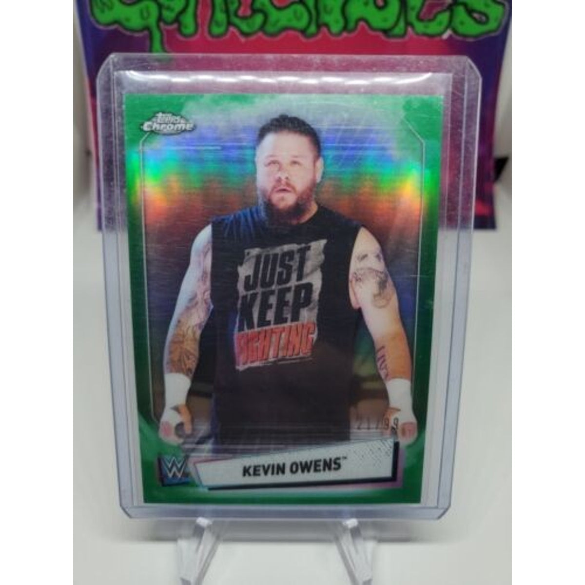 2021 Topps Chrome WWE Kevin Owens Green Refractor #/99