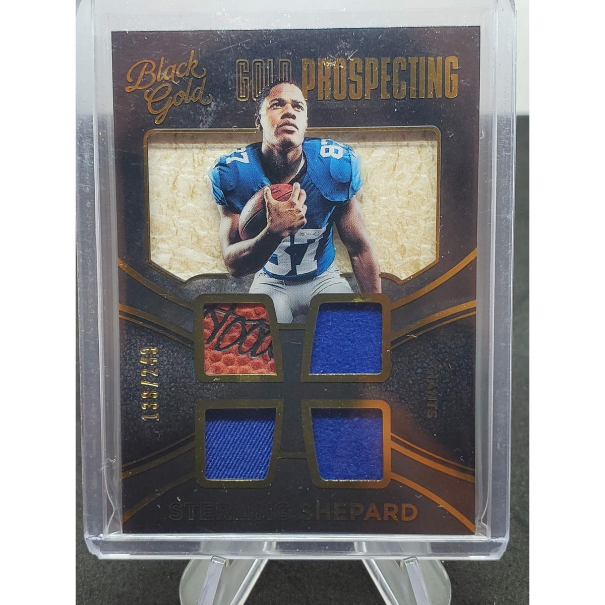 2016 Panini Black Gold - Gold Prospecting Quad Materials Sterling Shepard #GQ18