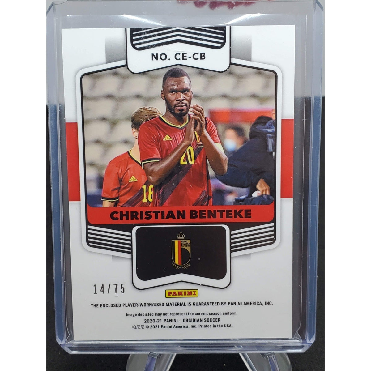 Christian Benteke /75 Relic Panini Obsidian Soccer Belgium Crystal Palace