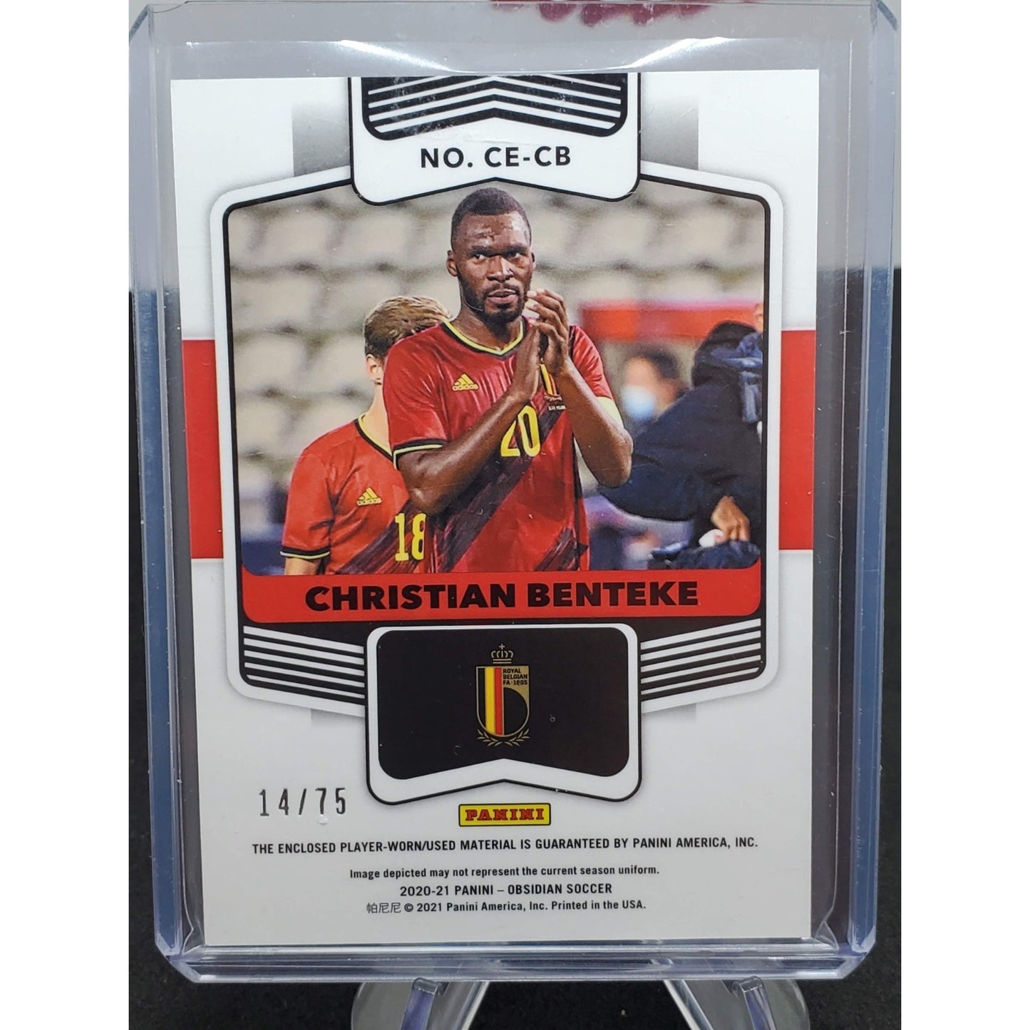 Christian Benteke /75 Relic Panini Obsidian Soccer Belgium Crystal Palace