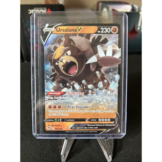 Pokemon TCG Ursaluna V Silver Tempest 102/195 Holo Ultra Rare / Pack Fresh New