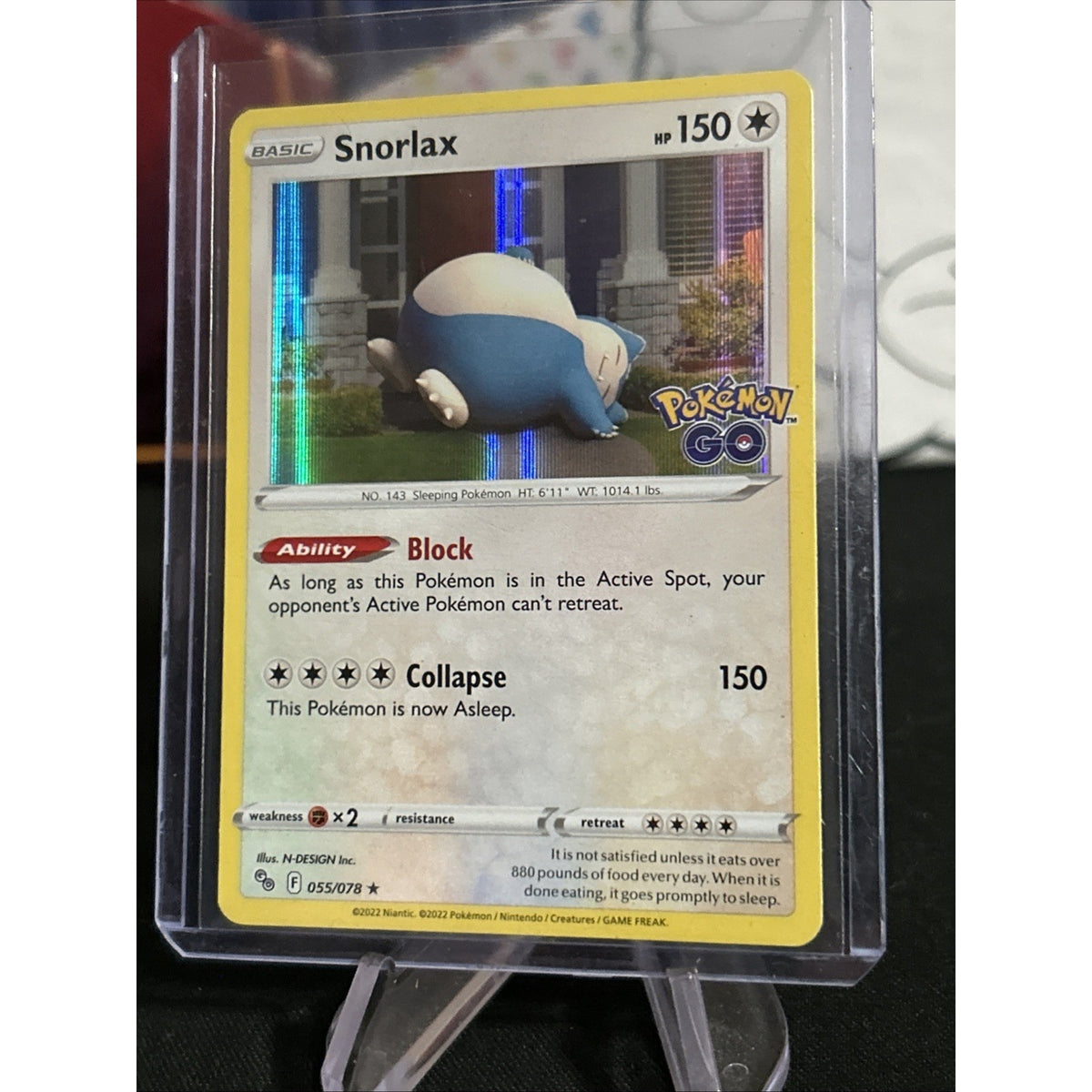 Pokémon TCG Snorlax Pokémon GO 055/078 Holo - Top Loaded - Pack Fresh New