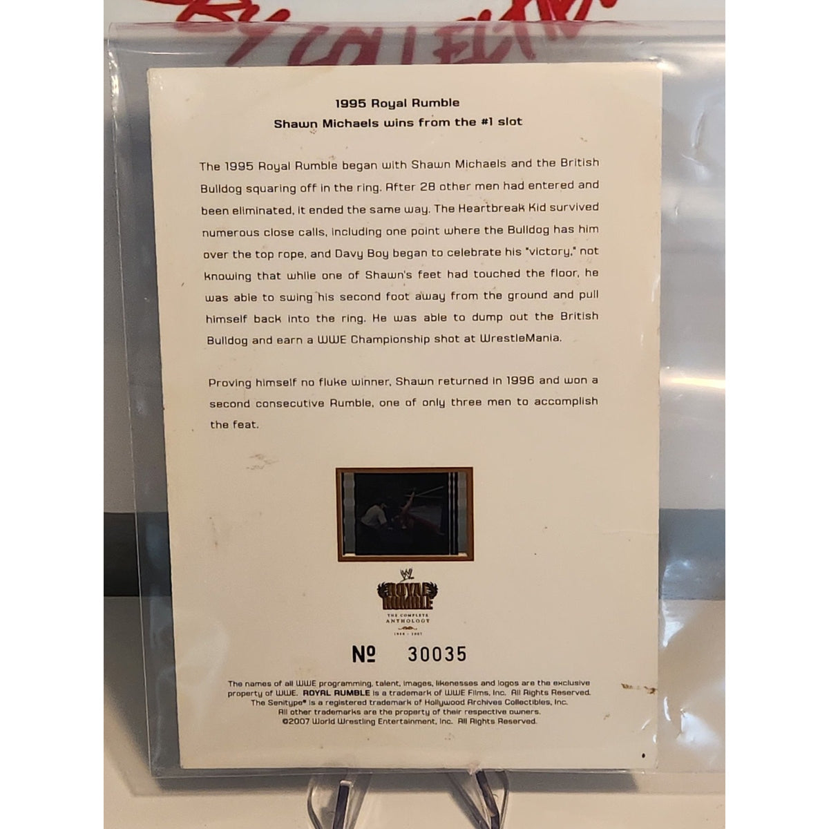 WWE SHAWN MICHAELS ROYAL RUMBLE LIMITED edition FILM CELL from DVD set