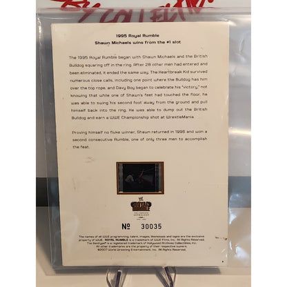 WWE SHAWN MICHAELS ROYAL RUMBLE LIMITED edition FILM CELL from DVD set