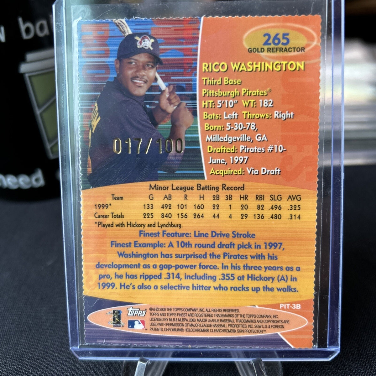 2000 Topps Finest Rico Washington Gold Refractor RC /100 Excellent Condition
