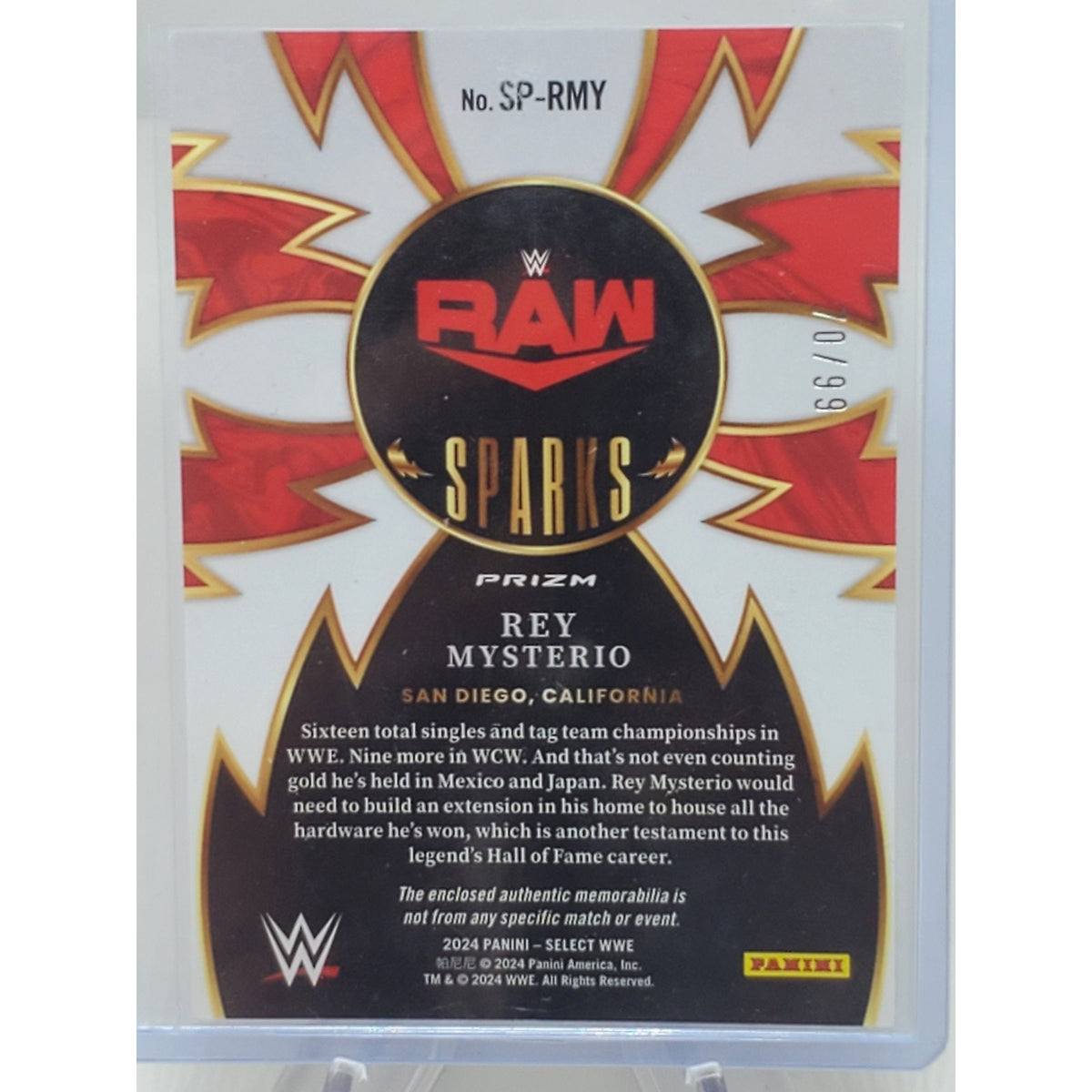 Rey Mysterio 2024 Panini Select WWE Prizm Shirt Memorabilia Card /99