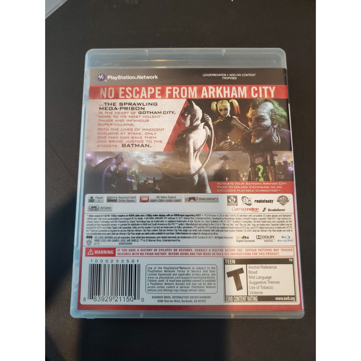 2011 Batman Arkham City PS3 Video Game Sony PlayStation 3 Complete CIB DC Comics