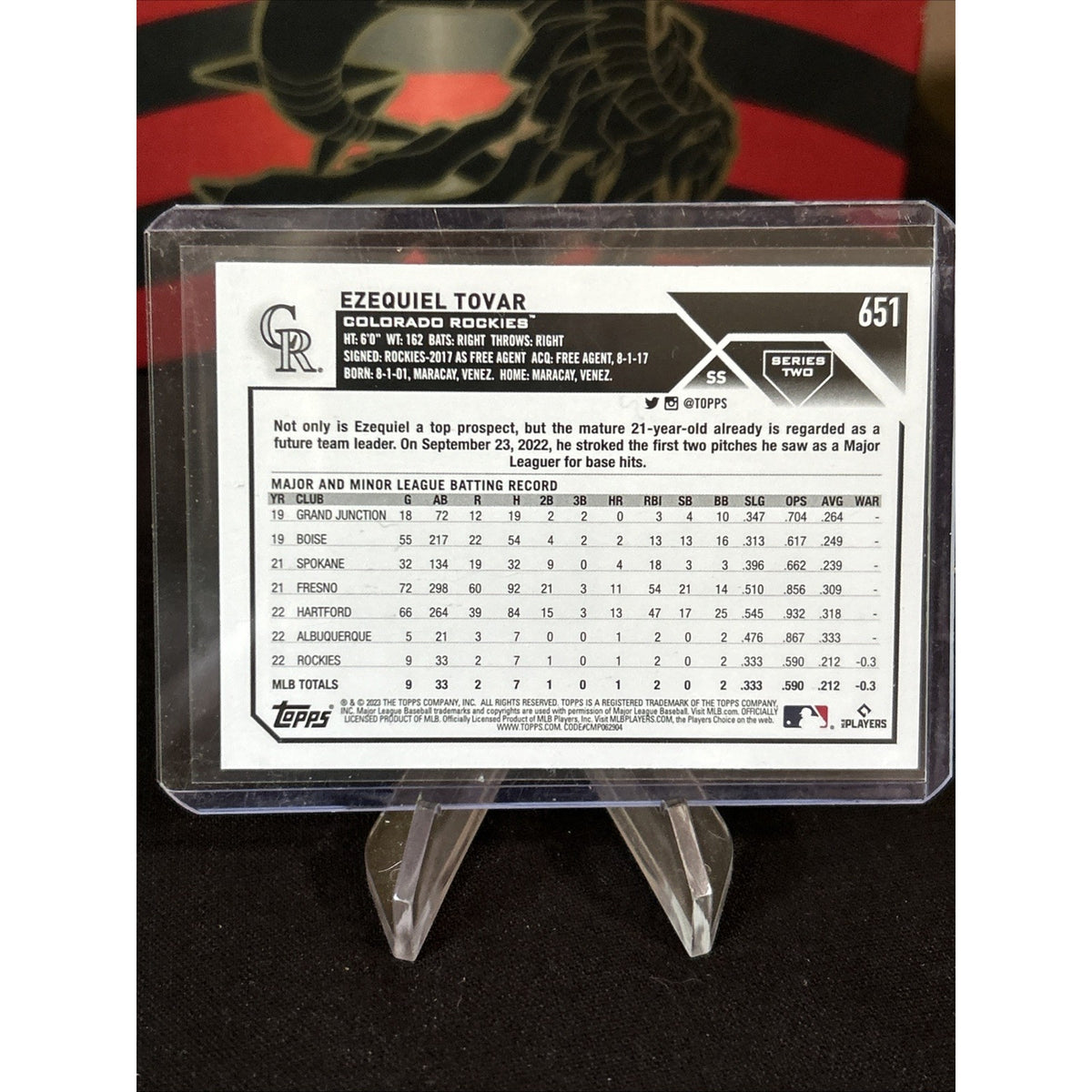 2023 Topps Series 2 Ezequiel Tovar Rainbow Foil Rookie / Pack Fresh New