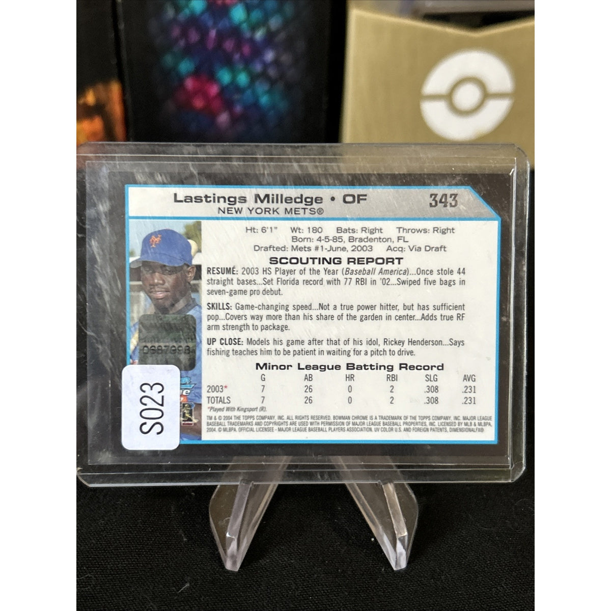 2004 Bowman Chrome #343 Lastings Milledge AUTO BLACK REFRACTOR METS / FIRST YEAR
