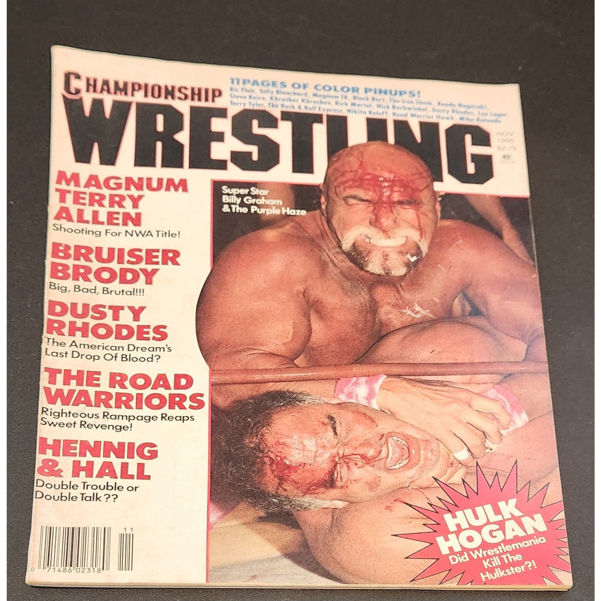 Championship Wrestling Magazine Nov. 1986 Superstar Billy Graham, Dusty Rhodes