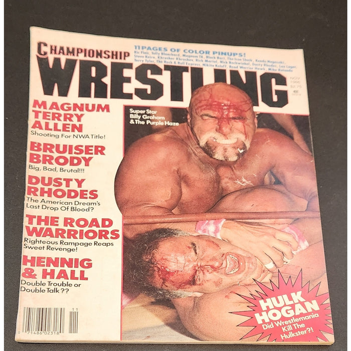 Championship Wrestling Magazine Nov. 1986 Superstar Billy Graham, Dusty Rhodes