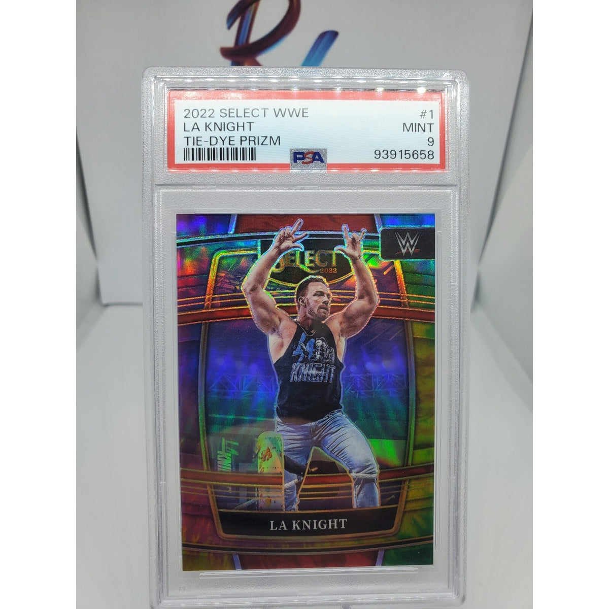 2022 Select WWE Prizms Tie-Dye #1 LA Knight #/25 SP PSA 9 POP 1