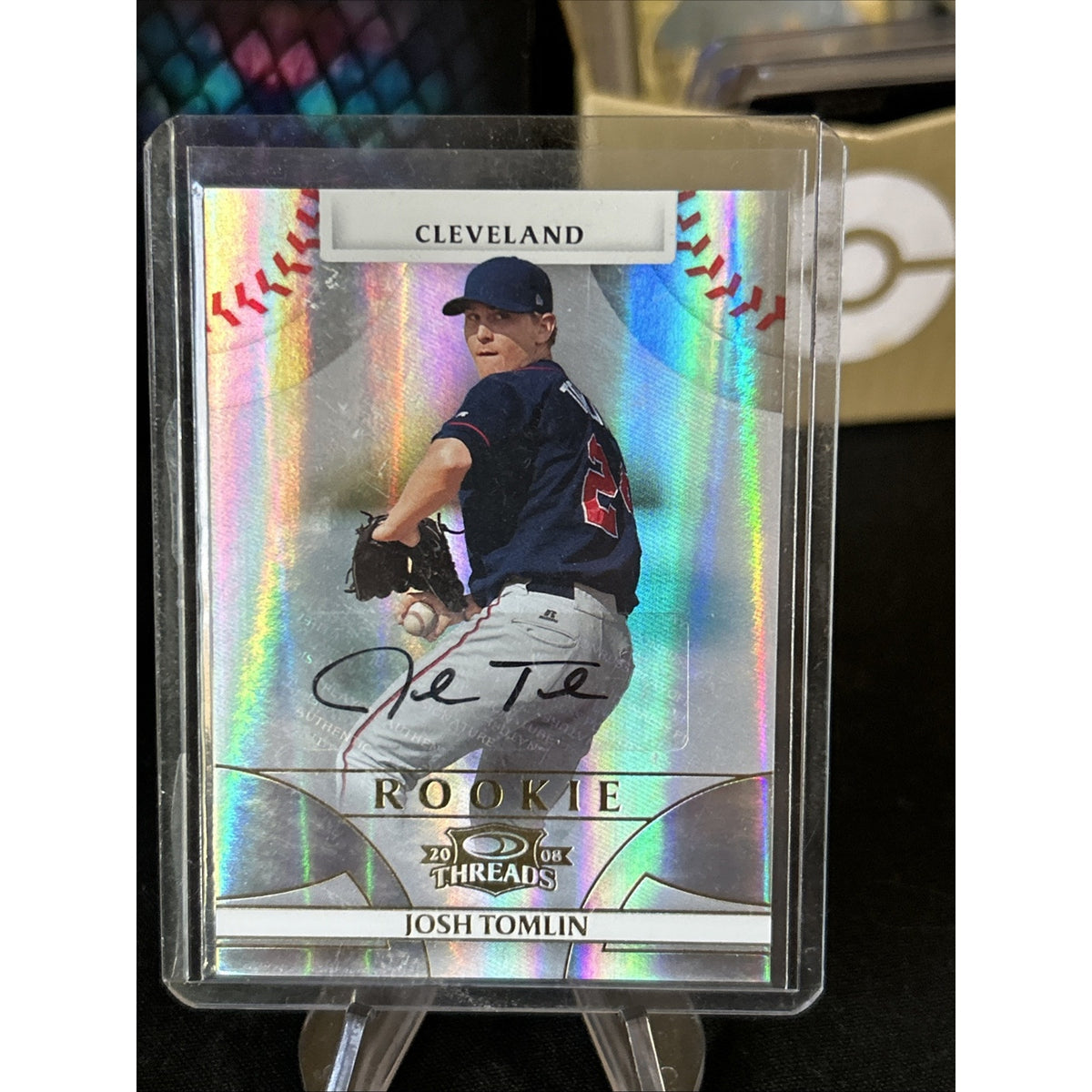 D44734 2008 Donruss Threads #134 Josh Tomlin AUTOGRAPH #447/875