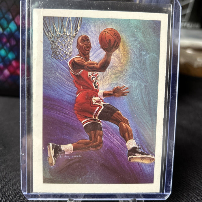 1990-91 NBA Hoops - Art Card Team Checklist #358 Michael Jordan