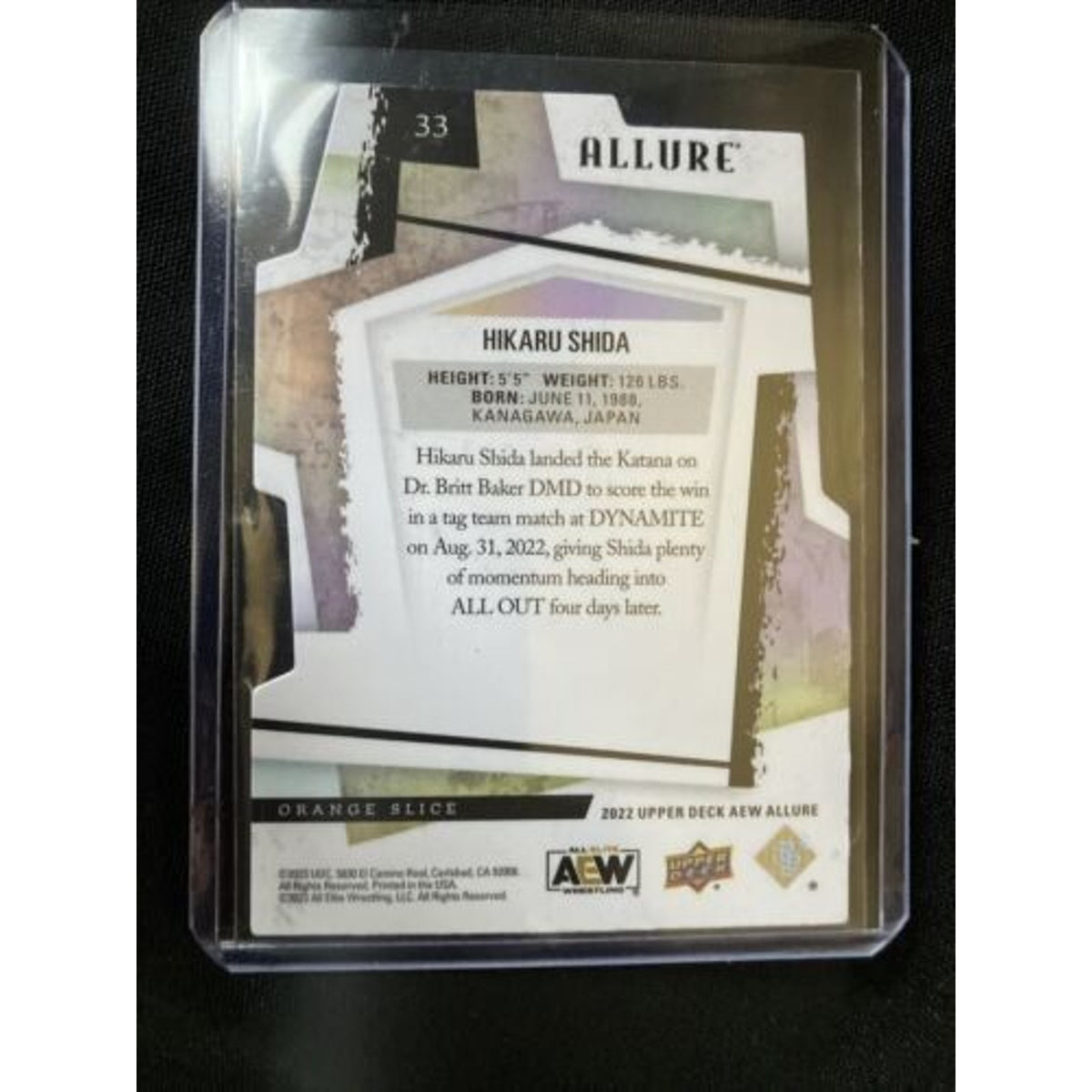 2022 Upper Deck Allure AEW Hikaru Shida Orange Slice Diecut #33 / Pack Fresh New