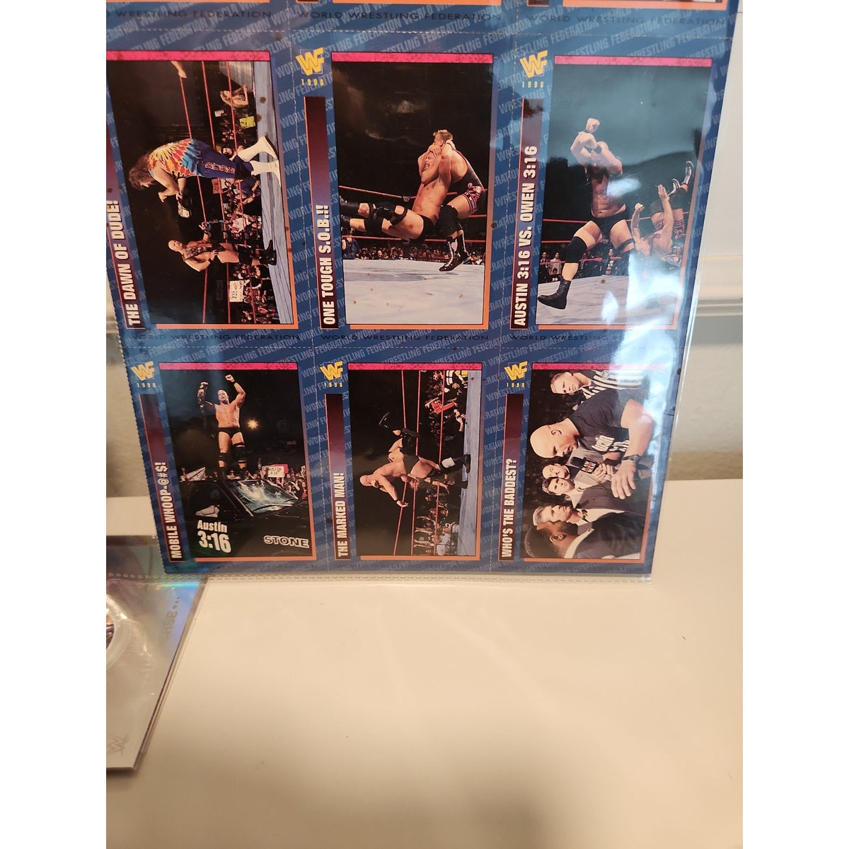 WWF Magazine Cards Uncut Austin Sheet 1998 #184-192 Austin Bret Owen King Tyson