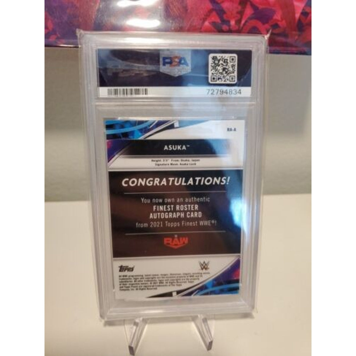 ASUKA WWE RAW ROSTER 2021 TOPPS FINEST /25 AUTO ORANGE CHROME PSA 9 POP 1