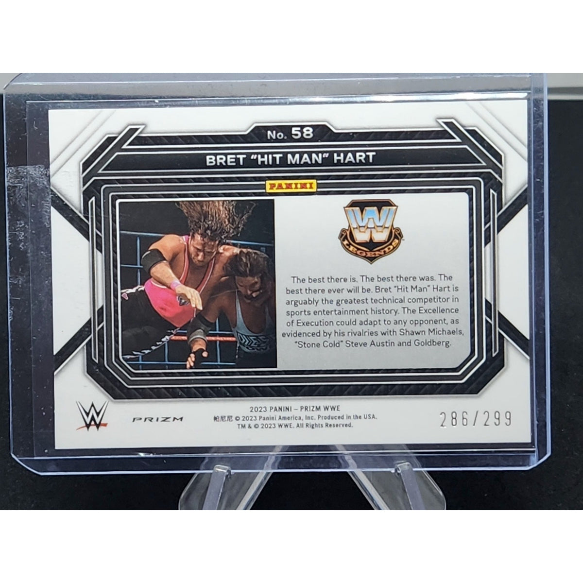 2023 Panini Prizm WWE Prizms Red #58 Bret "Hit Man" Hart /299