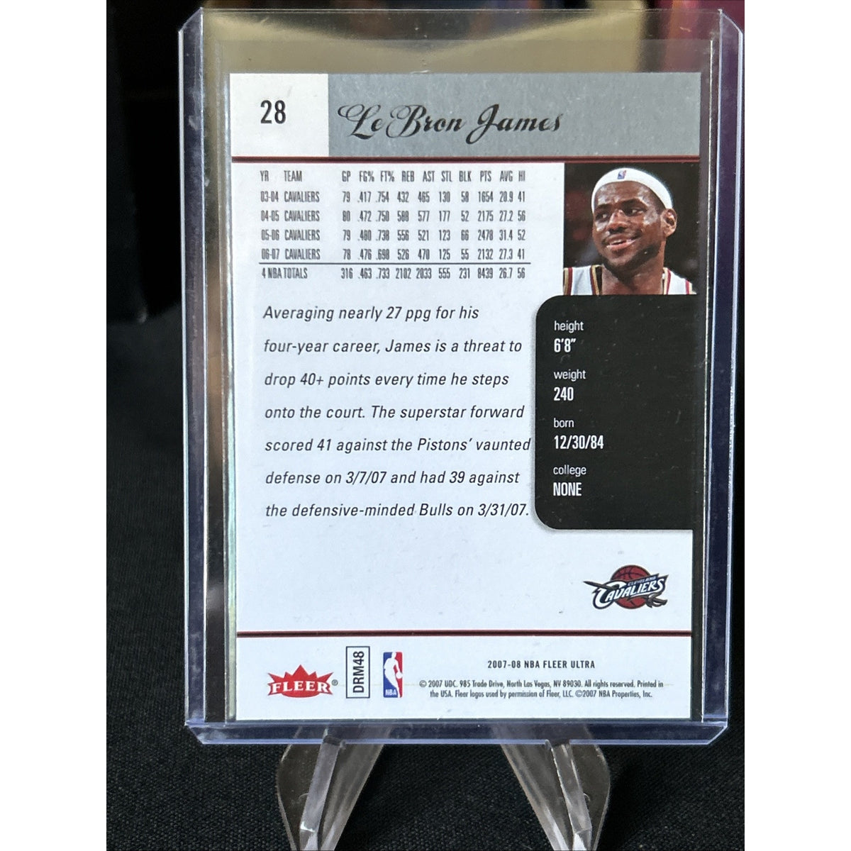 2007-08 Fleer Ultra LEBRON JAMES - CAVS LAKERS #28 / Clean