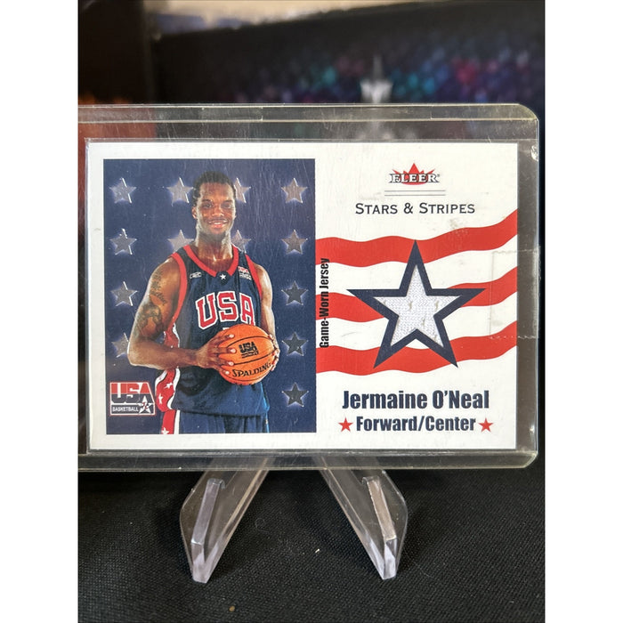 JERMAINE O'NEAL 2003-04 FLEER USA STARS AND STRIPES JERSEY CARD #D 465/500