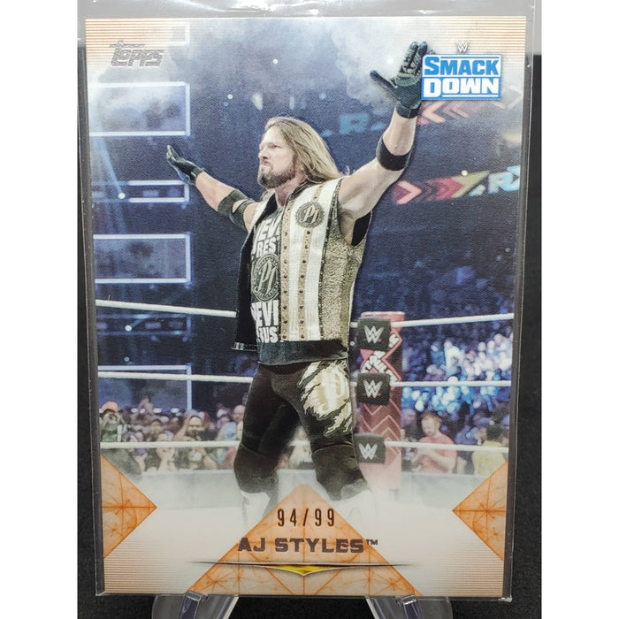 2020 Topps WWE Undisputed AJ STYLES Base Orange Parallel /99 SmackDown