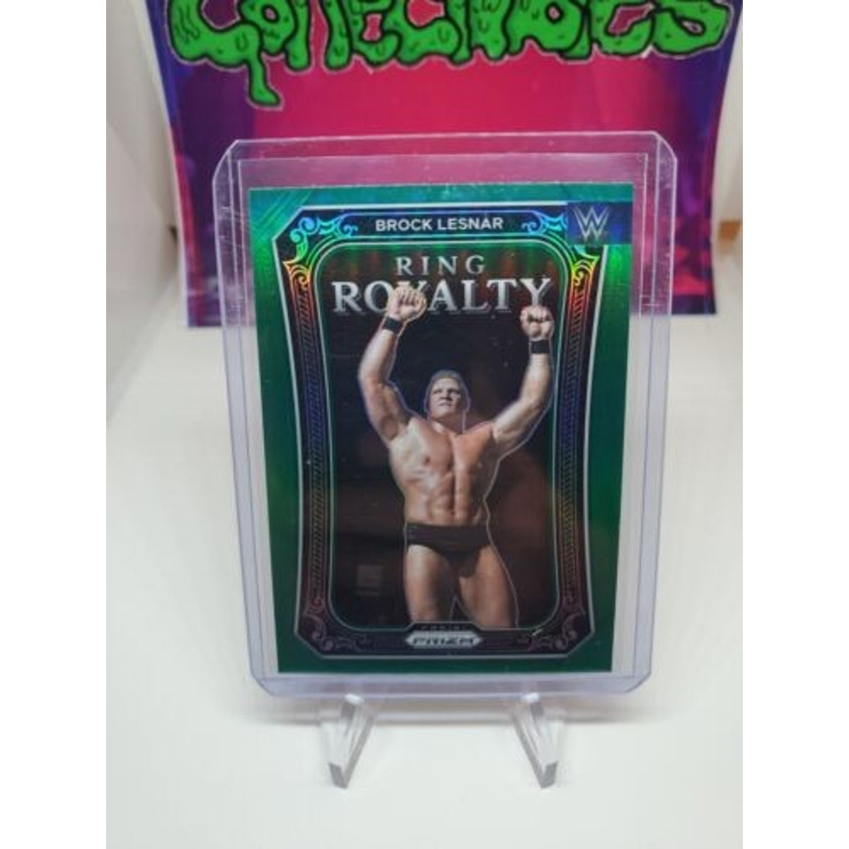 2023 Panini Prizm WWE Brock Lesnar Ring Royalty Green Prizm Card #14 SP