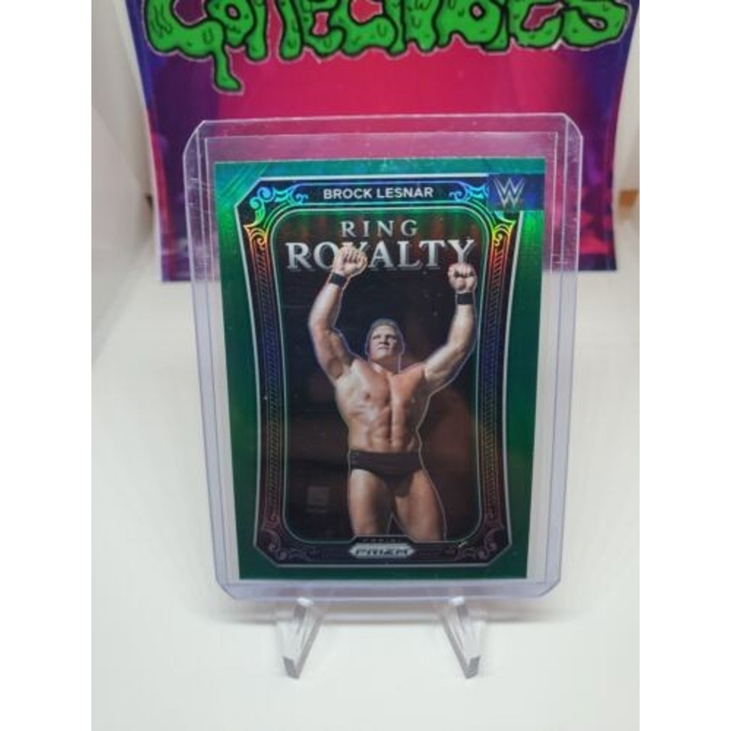 2023 Panini Prizm WWE Brock Lesnar Ring Royalty Green Prizm Card #14 SP