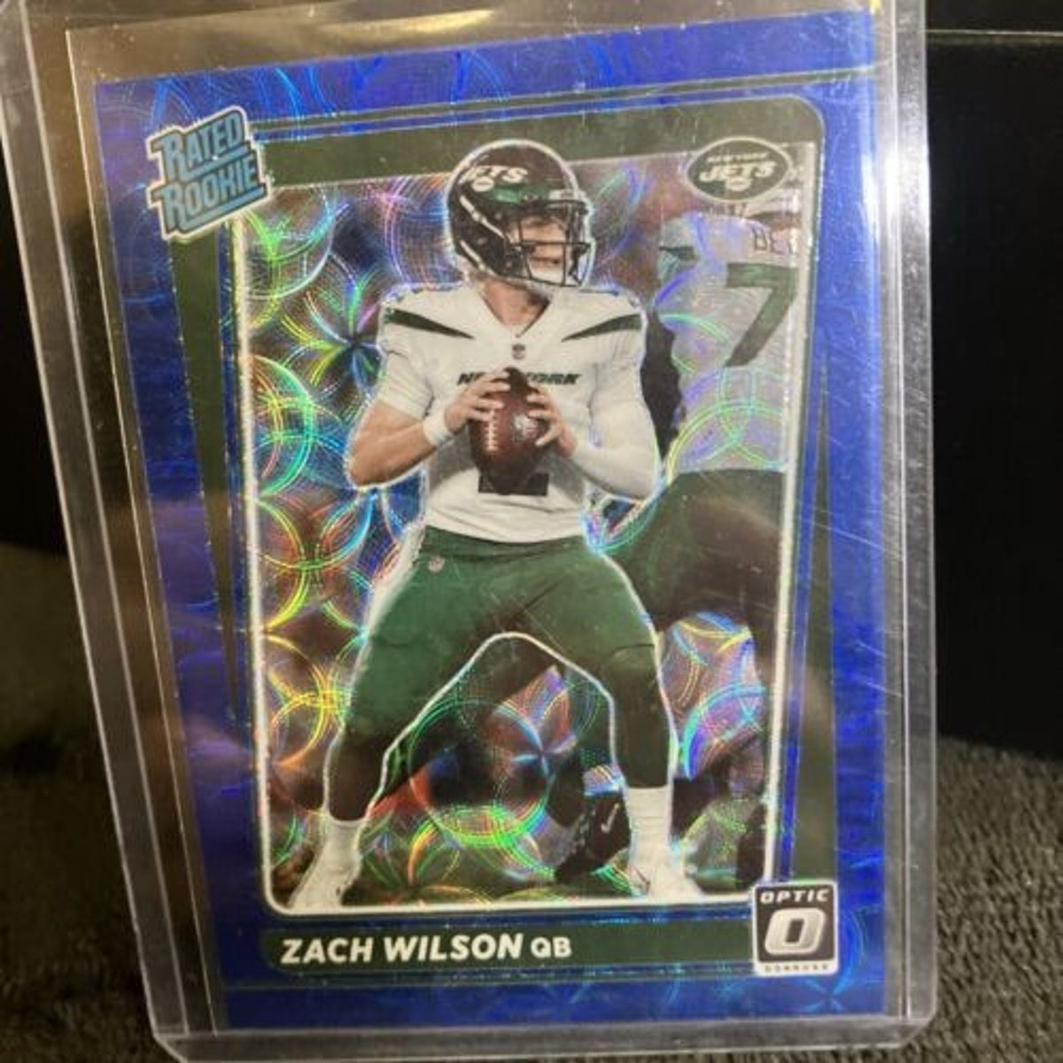2021 Donruss Optic Zach Wilson Rated Rookie #202 Blue Scope Prizm Jets RC New
