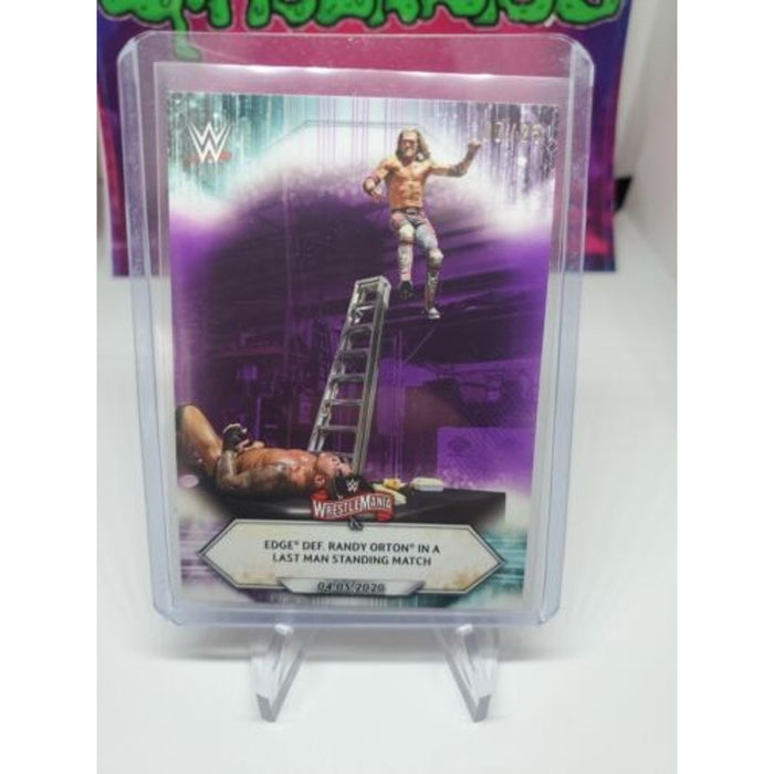 Wrestlemania 2020 Edge Def. Randy Orton "Last man standing" Topps #51