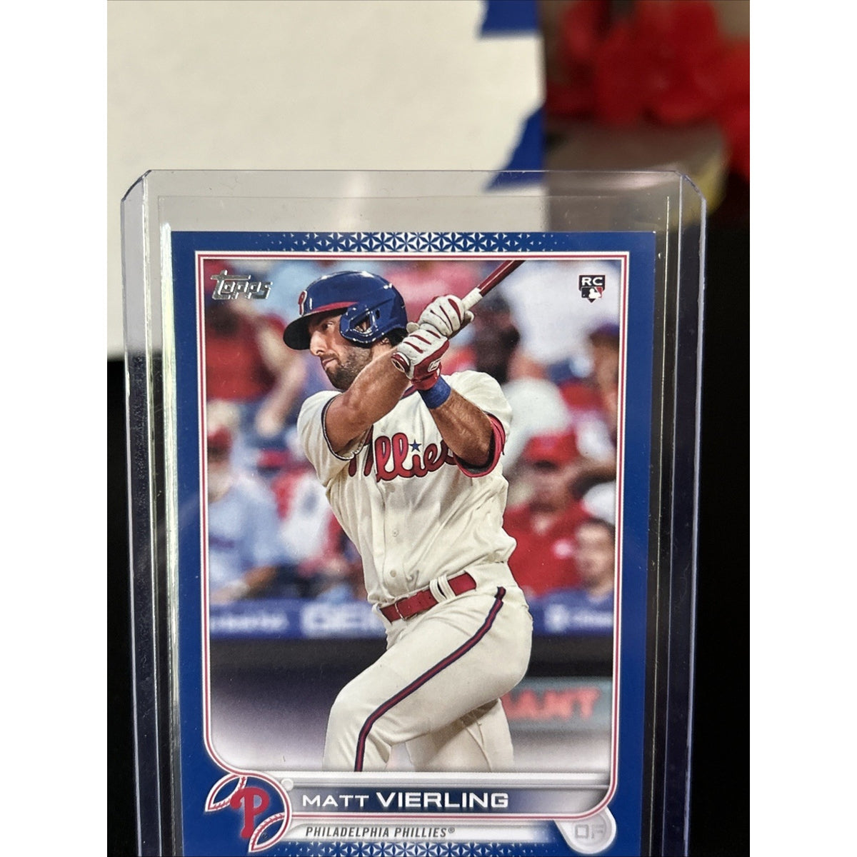 MATT VIERLING 2022 TOPPS BASEBALL SERIES 1 BLUE BORDER PARALLEL RC #316 B-16